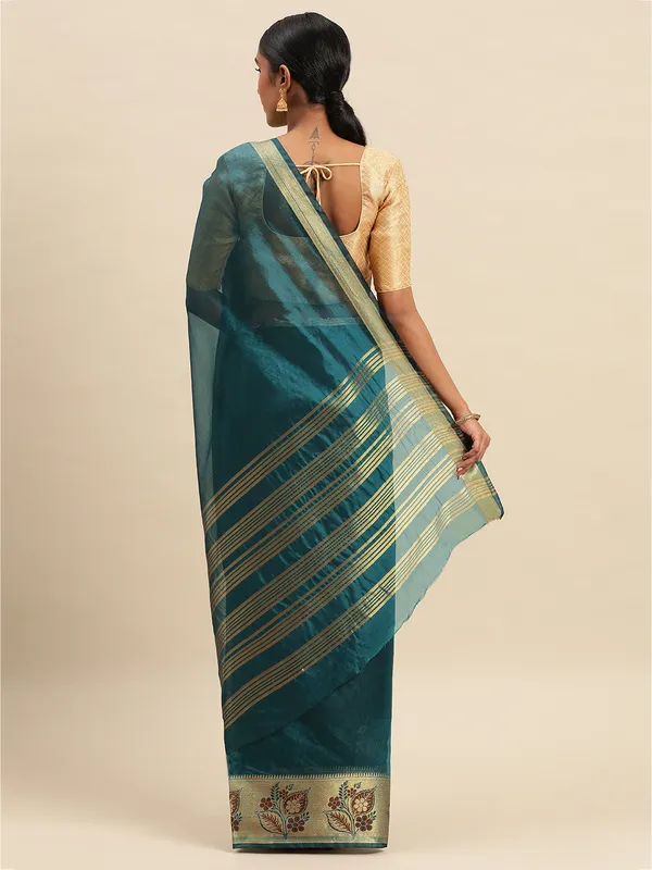 Petrol_Blue_Cotton_Silk_Saree